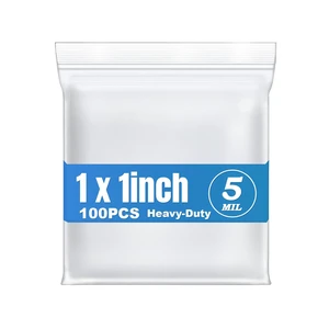 5Mil 1"x1" 100Pcs Small Plastic Bags Resealable Zip Seal Lock Poly Baggies 5Mil 1"x1" 100Pcs Small Plastic Bags Resealable Zip Seal Lock Poly Baggies