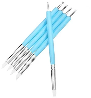 5 pcs/Set Soft Pottery Clay Tool Silicone & Stainless Steel Two Head Sculpting Polymer Modelling Shaper Art Tools Blue 5 pcs/Set Soft Pottery Clay Tool Silicone & Stainless Steel Two Head Sculpting Polymer Modelling Shaper Art Tools Blue