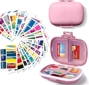 7 Day Pill Container with Medicine Labels - Mini Medication Organizer, Travel Essentials, 161 Labels (Pink) 7 Day Pill Container with Medicine Labels - Mini Medication Organizer, Travel Essentials, 161 Labels (Pink)
