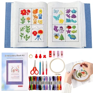 Embroidery Stitch Book Kit for Beginners Portable Fabric Practice Book with Hoop, Threads and Embroidery Tools Embroidery Stitch Book Kit for Beginners Portable Fabric Practice Book with Hoop, Threads and Embroidery Tools