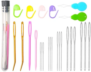 25Pcs Large Eye Blunt Yarn Needles kit, Assorted Sizes Bent Tapestry Darning Needle, Sewing Needles with Needle Threaders & Stitch Markers for Knitting Crochet (Black) 25Pcs Large Eye Blunt Yarn Needles kit, Assorted Sizes Bent Tapestry Darning Needle, Sewing Needles with Needle Threaders & Stitch Markers for Knitting Crochet (Black)