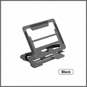 Adjustable Carbon Steel Laptop Stand, 360° Rotating Foldable Ergonomic Riser, Black Standard Adjustable Carbon Steel Laptop Stand, 360° Rotating Foldable Ergonomic Riser, Black Standard