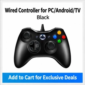 Wired USB Game Controller for Windows PC, Black, Plug and Play Wired USB Game Controller for Windows PC, Black, Plug and Play