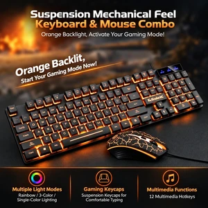 Viper KM320 Wired Keyboard and Mouse Combo, Floating Keycaps, U+U Connection, Orange Backlit Crack Light Gaming Keyboard & Mouse Set Viper KM320 Wired Keyboard and Mouse Combo, Floating Keycaps, U+U Connection, Orange Backlit Crack Light Gaming Keyboard & Mouse Set