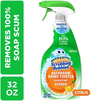 Scrubbing Bubbles Disinfectant Bathroom Shower & Tub Cleaner Grime Fighter Spray, Citrus, 32 oz Scrubbing Bubbles Disinfectant Bathroom Shower & Tub Cleaner Grime Fighter Spray, Citrus, 32 oz