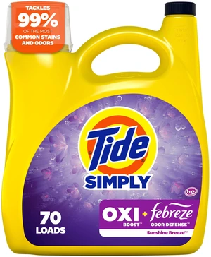 Tide Simply Laundry Detergent Liquid, Oxi Boost + Febreze Odor Defense, Sunny Breeze Scent, 94 fl oz, 70 Loads Tide Simply Laundry Detergent Liquid, Oxi Boost + Febreze Odor Defense, Sunny Breeze Scent, 94 fl oz, 70 Loads