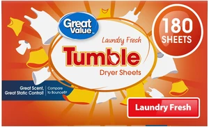 Great Value Tumble Dryer Sheets, Laundry Fresh, 180 Count, Compare to Bounce® Great Value Tumble Dryer Sheets, Laundry Fresh, 180 Count, Compare to Bounce®