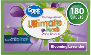 Great Value Ultimate Fresh Dryer Sheets, Blooming Lavender, 180 Count, Compare to Gain® Great Value Ultimate Fresh Dryer Sheets, Blooming Lavender, 180 Count, Compare to Gain®