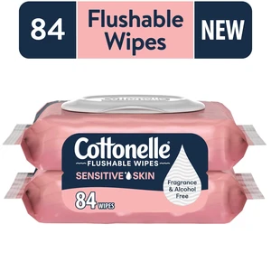 Cottonelle Fragrance Free Flushable Wet Wipes, 2 Flip-Top Packs Cottonelle Fragrance Free Flushable Wet Wipes, 2 Flip-Top Packs