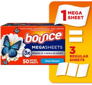 Bounce Mega Dryer Sheets, Fresh Breeze, 50 Count Bounce Mega Dryer Sheets, Fresh Breeze, 50 Count