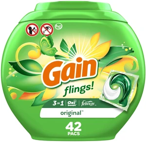 Gain Flings Laundry Detergent Soap Pods, Original Scent, 42 Ct Gain Flings Laundry Detergent Soap Pods, Original Scent, 42 Ct