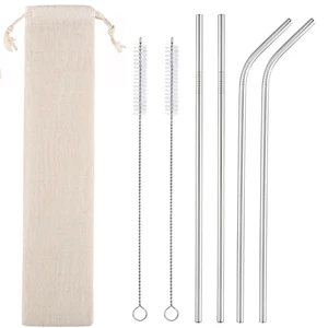Set of 4 Reusable Metal Straws, 10.5'' Long Stainless Steel Straw with Cleaning Brushes and Case, Drinking for 30 oz and 20 oz Tumblers. Set of 4 Reusable Metal Straws, 10.5'' Long Stainless Steel Straw with Cleaning Brushes and Case, Drinking for 30 oz and 20 oz Tumblers.
