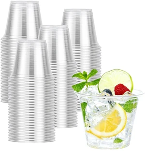 BYSNOW 100 Pack 9 oz Clear Plastic Cups Disposable Plastic Wine Cups BYSNOW 100 Pack 9 oz Clear Plastic Cups Disposable Plastic Wine Cups
