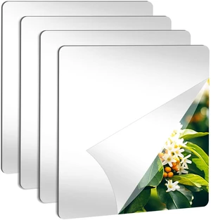 4 Packs Peel and Stick Mirrors for Wall, Self Adhesive Acrylic Mirror Tiles 4 Packs Peel and Stick Mirrors for Wall, Self Adhesive Acrylic Mirror Tiles
