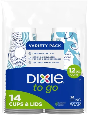 Dixie To Go Coffee Cups With Lids, 12 oz, Disposable Insulated Paper Cups Dixie To Go Coffee Cups With Lids, 12 oz, Disposable Insulated Paper Cups