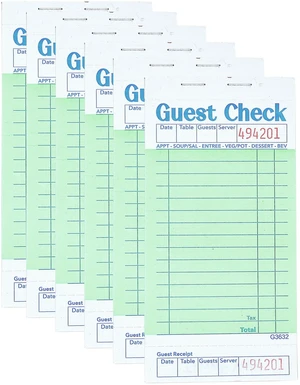 Budgenix 6 Pack Guest Checks Server Note Pads, 300 Order Pads Budgenix 6 Pack Guest Checks Server Note Pads, 300 Order Pads