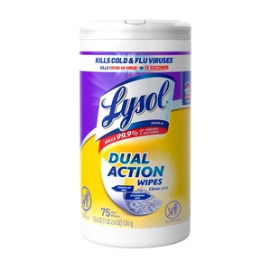 Lysol Dual Action Disinfectant Wipes, Multi-Surface Antibacterial Scrubbing Wipes, For Disinfecting and Cleaning, Citrus Scent, 75ct Lysol Dual Action Disinfectant Wipes, Multi-Surface Antibacterial Scrubbing Wipes, For Disinfecting and Cleaning, Citrus Scent, 75ct