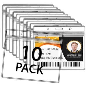 Name Badge Holders Clear Badge Sleeve Plastic Lanyard Sleeves for ID Holders (10 Pcs Horizontal) Name Badge Holders Clear Badge Sleeve Plastic Lanyard Sleeves for ID Holders (10 Pcs Horizontal)