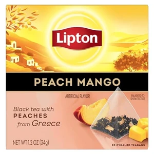 Lipton Black Tea Peach Mango, Pyramid Tea Bags, Flavored Teabags for a Refreshing Cup of Tea, 20 Total Tea Bags Lipton Black Tea Peach Mango, Pyramid Tea Bags, Flavored Teabags for a Refreshing Cup of Tea, 20 Total Tea Bags