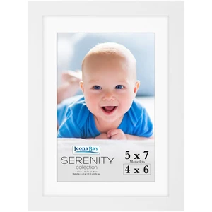 5x7 Picture Frame with Mat for 4x6 Photo - White - Serenity Collection 5x7 Picture Frame with Mat for 4x6 Photo - White - Serenity Collection