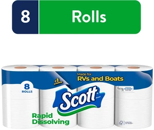 Scott Rapid-Dissolving Toilet Paper for RVs & Boats, 8 Double Rolls Scott Rapid-Dissolving Toilet Paper for RVs & Boats, 8 Double Rolls