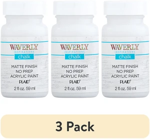 (3 pack) Waverly Inspirations Chalk Paint, Ultra Matte, White, 2 fl oz (3 pack) Waverly Inspirations Chalk Paint, Ultra Matte, White, 2 fl oz