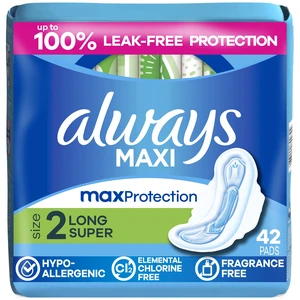 Always Maxi Pads with Wings, Size 2, Long Super Absorbency, 42 count Always Maxi Pads with Wings, Size 2, Long Super Absorbency, 42 count