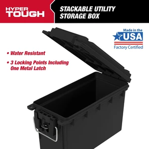 Hyper Tough Locking and Stacking Utility Tool Box, Black, 11.5 in x 5.06 in x 7.25 in Hyper Tough Locking and Stacking Utility Tool Box, Black, 11.5 in x 5.06 in x 7.25 in