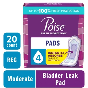 Poise Incontinence Pads for Women, 4 Drop Moderate Absorbency, Regular Length, 20 Count Poise Incontinence Pads for Women, 4 Drop Moderate Absorbency, Regular Length, 20 Count