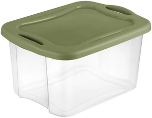 Sterilite EZ Carry 40 Quart Medium Storage Bin, Clear Plastic Storage Container with Full-Grip Handles, Green Sterilite EZ Carry 40 Quart Medium Storage Bin, Clear Plastic Storage Container with Full-Grip Handles, Green