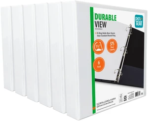 Pen+Gear Durable View 3-Ring Binder, 1.5 in Slanted D-Rings, White, 6 Pack Pen+Gear Durable View 3-Ring Binder, 1.5 in Slanted D-Rings, White, 6 Pack
