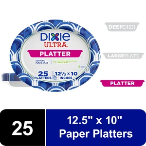Dixie Ultra Platter Disposable Paper Plates, 12.5"x10", Multi-Color, 25 Count Dixie Ultra Platter Disposable Paper Plates, 12.5"x10", Multi-Color, 25 Count