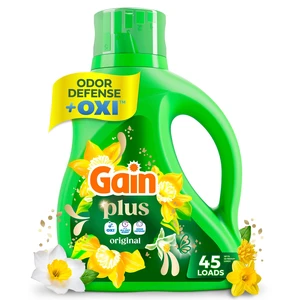 Gain Plus Laundry Detergent Liquid, Now with Odor Defense + OXI, Original Scent, 60 fl oz, 45 Loads Gain Plus Laundry Detergent Liquid, Now with Odor Defense + OXI, Original Scent, 60 fl oz, 45 Loads