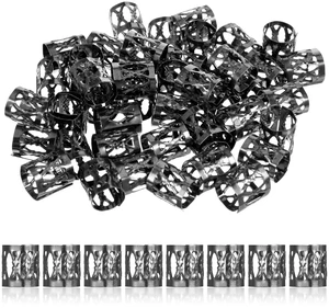 50 Pcs Black Dreadlock Beads Braids Accessories Metal Tube Beads Dreadlock Hair Clips Adjustable Hair Cuff Braids Bead 50 Pcs Black Dreadlock Beads Braids Accessories Metal Tube Beads Dreadlock Hair Clips Adjustable Hair Cuff Braids Bead