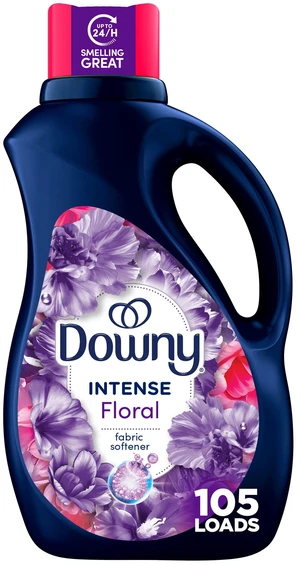 Downy Intense Fabric Softener Liquid, Floral Scent, 77 fl oz, 105 Loads Downy Intense Fabric Softener Liquid, Floral Scent, 77 fl oz, 105 Loads