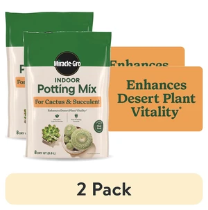 (2 pack) Miracle-Gro Indoor Potting Mix for Cactus and Succulent, Fast-Draining Formula, 8 qt. (2 pack) Miracle-Gro Indoor Potting Mix for Cactus and Succulent, Fast-Draining Formula, 8 qt.