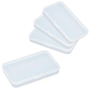 AKOAK Clear Polypropylene Rectangle Mini Storage Containers Box with Hinged Lid for Card,Accessories,Crafts,Learning Supplies,Screws,Drills,Battery,4.8" x 2.9" x 0.67",Pack of 4 AKOAK Clear Polypropylene Rectangle Mini Storage Containers Box with Hinged Lid for Card,Accessories,Crafts,Learning Supplies,Screws,Drills,Battery,4.8" x 2.9" x 0.67",Pack of 4