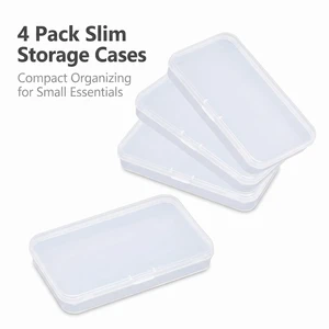 Pack of 4 Clear Polypropylene Rectangle Mini Storage Containers Box with Hinged Lid for Card,Accessories,Crafts,Learning Supplies,Screws,Drills,Battery,4.8" x 2.9" x 0.67" Storage and Transport Pack of 4 Clear Polypropylene Rectangle Mini Storage Containers Box with Hinged Lid for Card,Accessories,Crafts,Learning Supplies,Screws,Drills,Battery,4.8" x 2.9" x 0.67" Storage and Transport