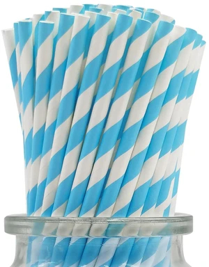 Blue Striped Paper Drinking Straws, 100 Count Blue and White Paper Straw for Cocktail, Disposable Pop Cake Stick for Party Decoration Blue Striped Paper Drinking Straws, 100 Count Blue and White Paper Straw for Cocktail, Disposable Pop Cake Stick for Party Decoration