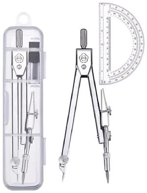 Protractor and Compass Set, Compass Protractor Set, Protractor, Compass for Geometry, Math Compass, Compass School, Math Compass and Protractor, Geometry Tools Set, Geometry Set (Silver) Protractor and Compass Set, Compass Protractor Set, Protractor, Compass for Geometry, Math Compass, Compass School, Math Compass and Protractor, Geometry Tools Set, Geometry Set (Silver)