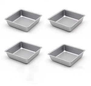 Flunyina 4 Inches Non-Stick Square Cake Pans Set of 4 Carbon Steel Cake Molds for Home Daily Housewarming Wedding Birthday Party Brownie Making Flunyina 4 Inches Non-Stick Square Cake Pans Set of 4 Carbon Steel Cake Molds for Home Daily Housewarming Wedding Birthday Party Brownie Making