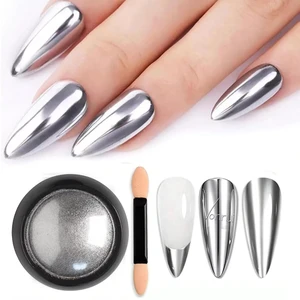 Holographic Mirror Nail Powders Chrome Silver Effect Pure Metallic Dust Sequins UV Gel Nail Chrome Pigment for Nail Art Decoration,Silver Chrome Nail Powder Holographic Mirror Nail Powders Chrome Silver Effect Pure Metallic Dust Sequins UV Gel Nail Chrome Pigment for Nail Art Decoration,Silver Chrome Nail Powder