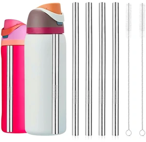 4pcs Water Bottle Straws for Owala 24oz 32oz, Stainless Steel Metal Straws Replacement with 2 Straw Cleaners Reusable Tumbler Bottle Accessories Parts for Indoor Outdoor Sports Trips 4pcs Water Bottle Straws for Owala 24oz 32oz, Stainless Steel Metal Straws Replacement with 2 Straw Cleaners Reusable Tumbler Bottle Accessories Parts for Indoor Outdoor Sports Trips