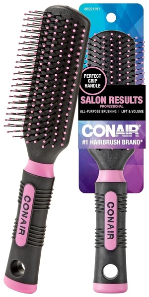 Conair Salon Results Hairbrush - Hair brush for Men and Women - Detangling - suitable for all hair types -features Nylon Bristles - Pink/Black Conair Salon Results Hairbrush - Hair brush for Men and Women - Detangling - suitable for all hair types -features Nylon Bristles - Pink/Black