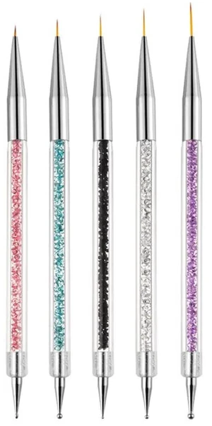 AIBEE Nail Art Brushes, 5pcs Double-Ended Acrylic Nail Brush Set with 5/7/10/12/15mm Nail Liner Brushes and Dotting Pens for French Nails AIBEE Nail Art Brushes, 5pcs Double-Ended Acrylic Nail Brush Set with 5/7/10/12/15mm Nail Liner Brushes and Dotting Pens for French Nails