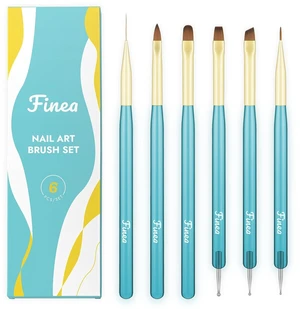 Finea Nail Art Brushes and Dotting Tools 6pcs Set for Gel Polish Gold Blue Finea Nail Art Brushes and Dotting Tools 6pcs Set for Gel Polish Gold Blue
