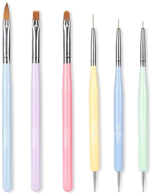TEOYALL 6Pcs Nail Art Brushes, Gel Nail Polish Painting Liner and Dotting TEOYALL 6Pcs Nail Art Brushes, Gel Nail Polish Painting Liner and Dotting