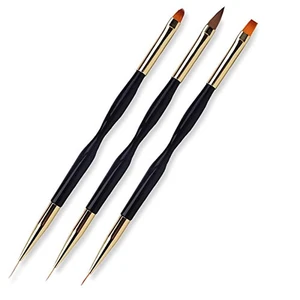FULINJOY 3 Pcs Nail Drawing Pen, Dual End Nail Art Pen Brush Acrylic Round Flat Painting Drawing Liner Nail Tools FULINJOY 3 Pcs Nail Drawing Pen, Dual End Nail Art Pen Brush Acrylic Round Flat Painting Drawing Liner Nail Tools