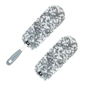 Microfiber Duster with an Extra Washable and Reusable Duster Head, Microfiber Dusters for Household Cleaning, Gray