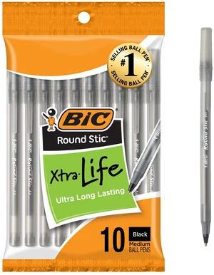 BIC Round Stic Black Ballpoint Pens, Medium Point, 1.0mm, 10-Count BIC Round Stic Black Ballpoint Pens, Medium Point, 1.0mm, 10-Count